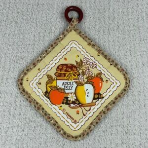 Vintage Franco Apple Jelly Pot Holder Quilted Kitchen Trivet Retro Floral 70s